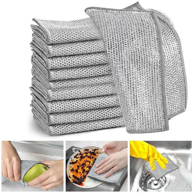 Main image of XANGNIER 8 Pcs Multipurpose Wire Dishwashing Rags,New Upgrade Non Scratch Wire Dishcloth,Steel Wool Cleaning Cloths,Multi Purpose Metal Mesh Miracle Cleaning Cloths for Kitchen,Dishes,Sink