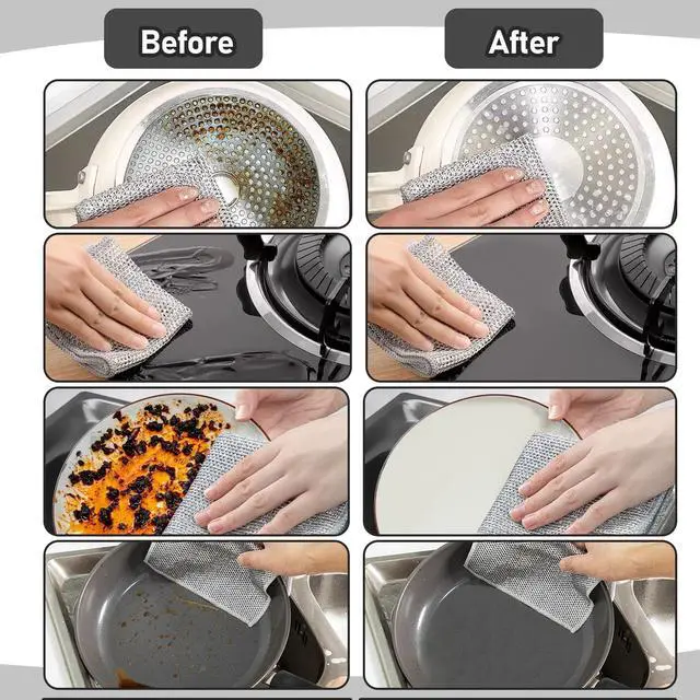 Alt view image 4 of 7 - XANGNIER 8 Pcs Multipurpose Wire Dishwashing Rags,New Upgrade Non Scratch Wire Dishcloth,Steel Wool Cleaning Cloths,Multi Purpose Metal Mesh Miracle Cleaning Cloths for Kitchen,Dishes,Sink