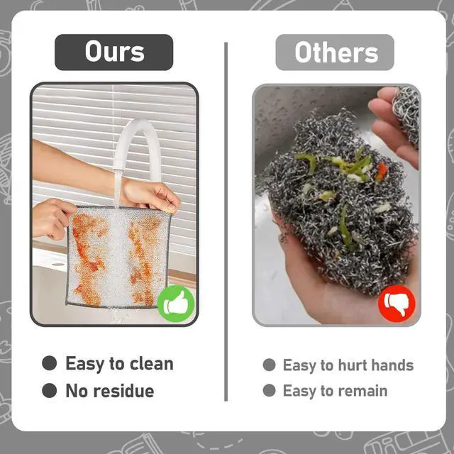 Alt view image 5 of 7 - XANGNIER 8 Pcs Multipurpose Wire Dishwashing Rags,New Upgrade Non Scratch Wire Dishcloth,Steel Wool Cleaning Cloths,Multi Purpose Metal Mesh Miracle Cleaning Cloths for Kitchen,Dishes,Sink