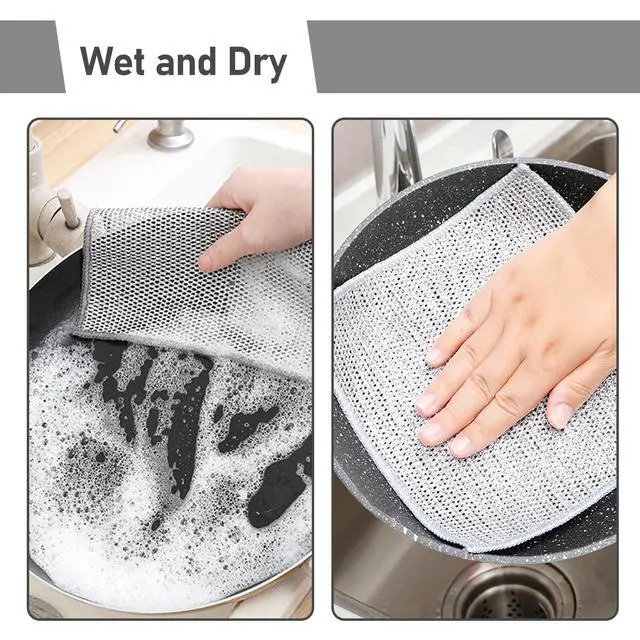 Alt view image 6 of 7 - XANGNIER 8 Pcs Multipurpose Wire Dishwashing Rags,New Upgrade Non Scratch Wire Dishcloth,Steel Wool Cleaning Cloths,Multi Purpose Metal Mesh Miracle Cleaning Cloths for Kitchen,Dishes,Sink
