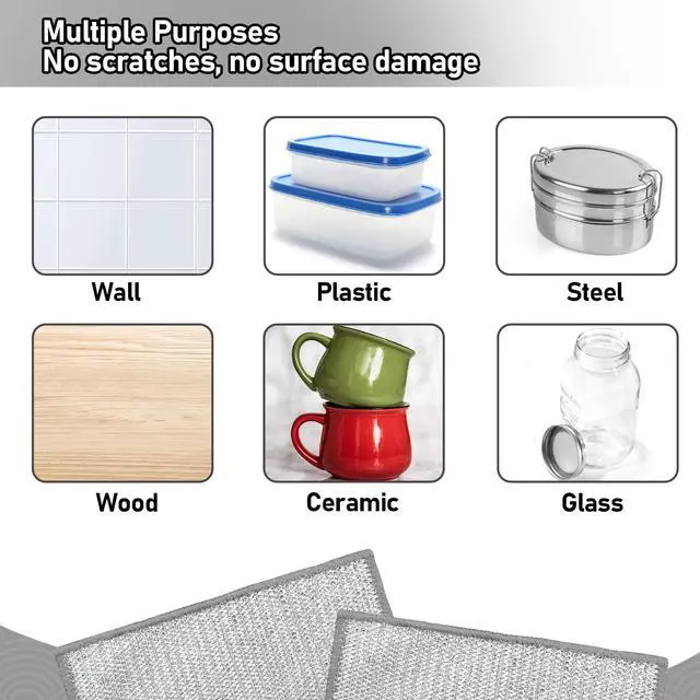Alt view image 7 of 7 - XANGNIER 8 Pcs Multipurpose Wire Dishwashing Rags,New Upgrade Non Scratch Wire Dishcloth,Steel Wool Cleaning Cloths,Multi Purpose Metal Mesh Miracle Cleaning Cloths for Kitchen,Dishes,Sink