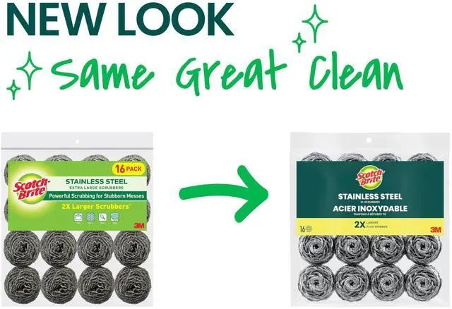 Alt view image 2 of 7 - Scotch-Brite Stainless Steel Scrubbers, Ideal for Uncoated Cookware, 16 Scrubbers
