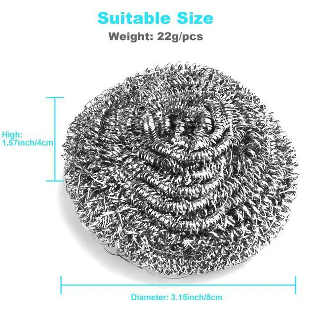 Alt view image 3 of 7 - 15 Pack Steel Wool Scrubber, Metal Kitchen Scrubbing Sponges, Dishwashing Scouring Pads Heavy Duty, Premium Stainless Steel Scrubbers for Cleaning Dishes Pots and Pans Bathroom Oven (Sliver) by VOPTON