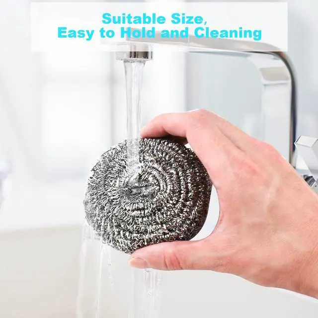 Alt view image 5 of 7 - 15 Pack Steel Wool Scrubber, Metal Kitchen Scrubbing Sponges, Dishwashing Scouring Pads Heavy Duty, Premium Stainless Steel Scrubbers for Cleaning Dishes Pots and Pans Bathroom Oven (Sliver) by VOPTON