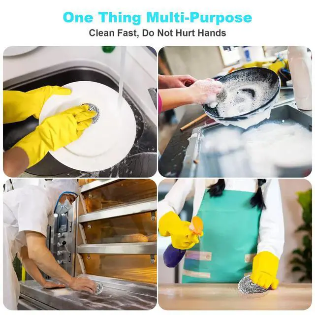 Alt view image 6 of 7 - 15 Pack Steel Wool Scrubber, Metal Kitchen Scrubbing Sponges, Dishwashing Scouring Pads Heavy Duty, Premium Stainless Steel Scrubbers for Cleaning Dishes Pots and Pans Bathroom Oven (Sliver) by VOPTON