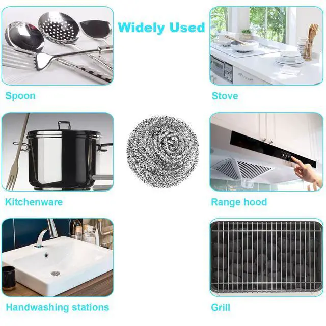 Alt view image 7 of 7 - 15 Pack Steel Wool Scrubber, Metal Kitchen Scrubbing Sponges, Dishwashing Scouring Pads Heavy Duty, Premium Stainless Steel Scrubbers for Cleaning Dishes Pots and Pans Bathroom Oven (Sliver) by VOPTON