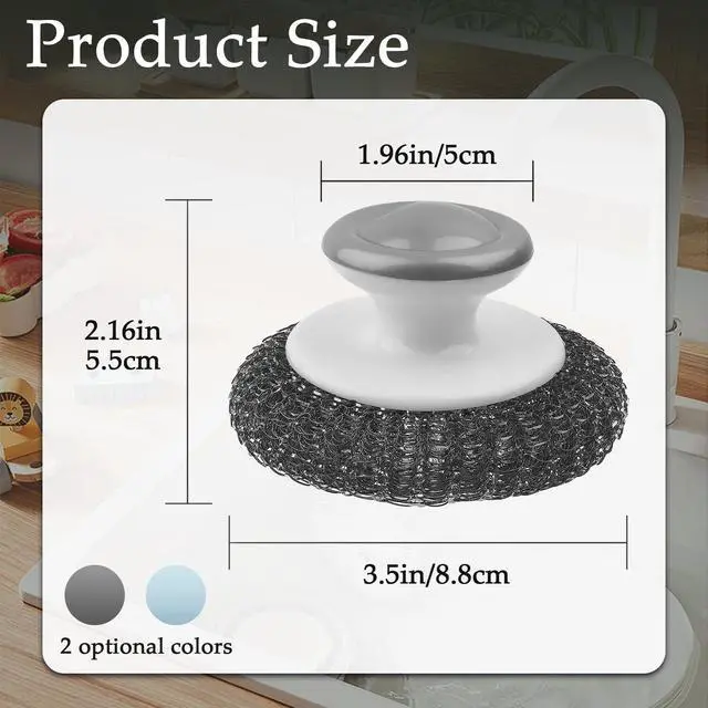 Alt view image 2 of 7 - 2 Pack Stainless Steel Wool Scrubber, Scrubbing Scouring Pad, Steel Wool Scrubber for Kitchens, Bathroom and Kitchen Pots, Pans, Sink(Grey)