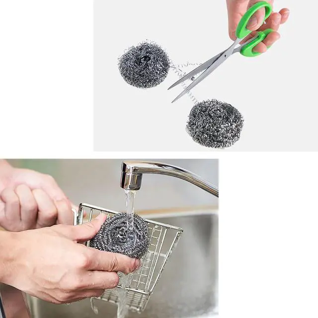 Alt view image 4 of 5 - XXJXING 48 Pack Stainless Steel Scourers Sponges,Steel Wool scrubbers for stoves, pots, Cooker Hoods, etc. That are Difficult to Clean (48 Pack-Small 10 gram)