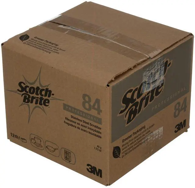 Alt view image 3 of 4 - 3M Scotch-Brite Stainless Steel Scrubber 84, 1.75 Oz, 12/Case
