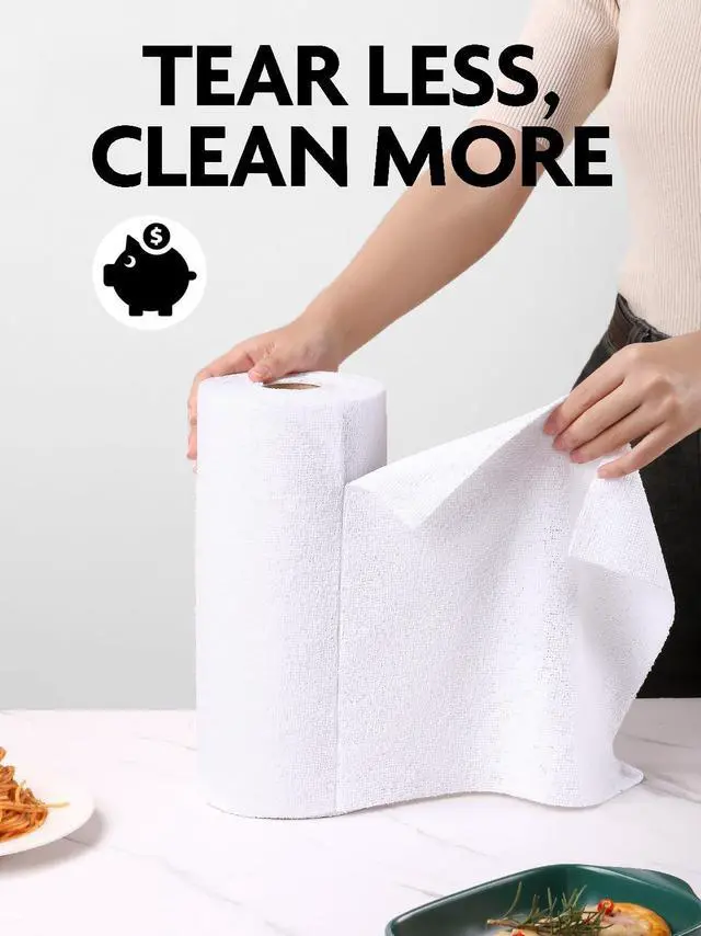 Alt view image 2 of 7 - Fantasticlean Microfiber Cleaning Cloth Roll -75 Pack, Tear Away Microfiber Towels, 12" x 12", Reusable, Washable, Scratch Free, Ultra Absorbent Dishcloth for All-Around Cleaning Supplies (White)