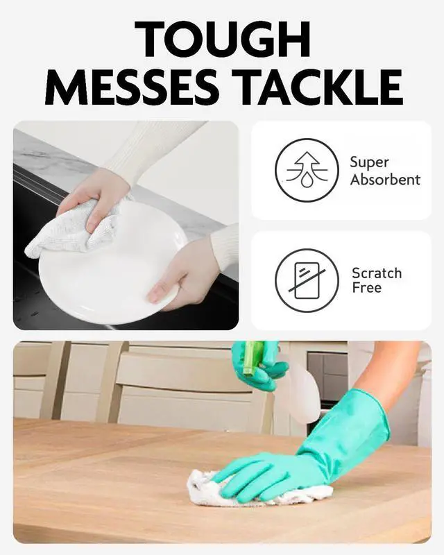 Alt view image 4 of 7 - Fantasticlean Microfiber Cleaning Cloth Roll -75 Pack, Tear Away Microfiber Towels, 12" x 12", Reusable, Washable, Scratch Free, Ultra Absorbent Dishcloth for All-Around Cleaning Supplies (White)