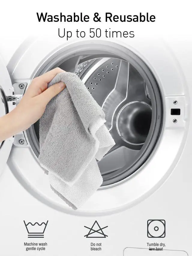 Alt view image 6 of 7 - Fantasticlean Microfiber Cleaning Cloth Roll -75 Pack, Tear Away Microfiber Towels, 12" x 12", Reusable, Washable, Scratch Free, Ultra Absorbent Dishcloth for All-Around Cleaning Supplies (White)