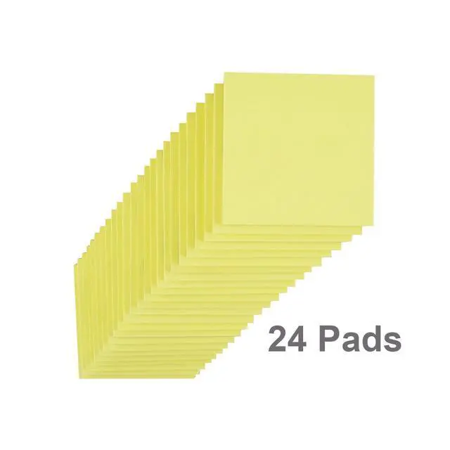 Alt view image 2 of 7 - (24 Pads) Sticky Notes 3x3 in Yellow, Strong Adhesive, Clean Removal, Recyclable, Self-Stick Pads, Easy to Post for Home, Office, Notebook