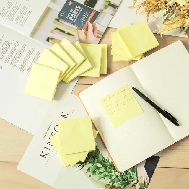 Alt view image 4 of 7 - (24 Pads) Sticky Notes 3x3 in Yellow, Strong Adhesive, Clean Removal, Recyclable, Self-Stick Pads, Easy to Post for Home, Office, Notebook