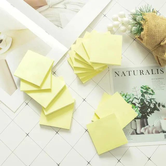 Alt view image 6 of 7 - (24 Pads) Sticky Notes 3x3 in Yellow, Strong Adhesive, Clean Removal, Recyclable, Self-Stick Pads, Easy to Post for Home, Office, Notebook
