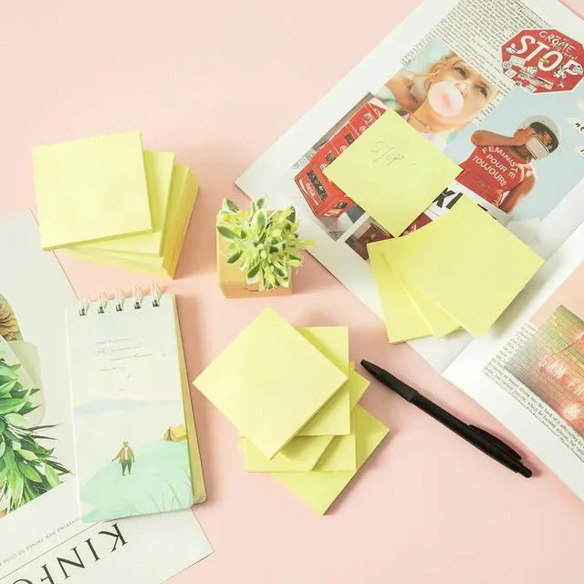 Alt view image 7 of 7 - (24 Pads) Sticky Notes 3x3 in Yellow, Strong Adhesive, Clean Removal, Recyclable, Self-Stick Pads, Easy to Post for Home, Office, Notebook