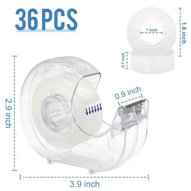 Alt view image 2 of 7 - JEFURE 36 Pcs Transparent Tape with Dispenser, 0.7 in x 1000 in Clear Tapes and Refillable Dispensers, Office Tape Rolls with Dispenser Bulk for Craft Jobs, Gift Wrapping, Repairing, Home and School