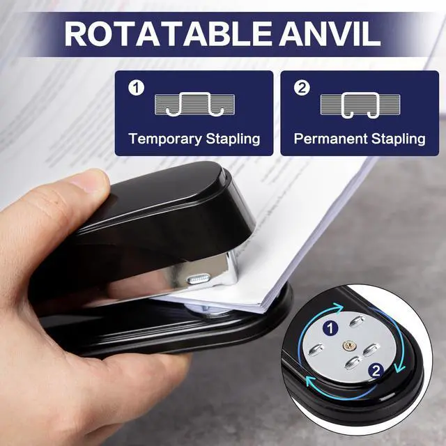 Alt view image 6 of 7 - Deli Stapler Heavy Duty, Full Strip Staplers for Desk with 2000 Staples and Staple Remover, 50 Sheet Capacity, No Jam, Non-Slip Office Stapler with Staples for Office, Classroom, Black