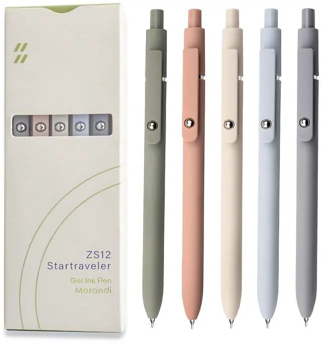 Main image of UIXJODO Gel Pens, 5 Pcs 0.5mm Black Ink Pens Fine Point Smooth Writing Pens, High-End Series Pens for Journaling Note Taking, Cute Office School Supplies Gifts for Women Men (Morandi)