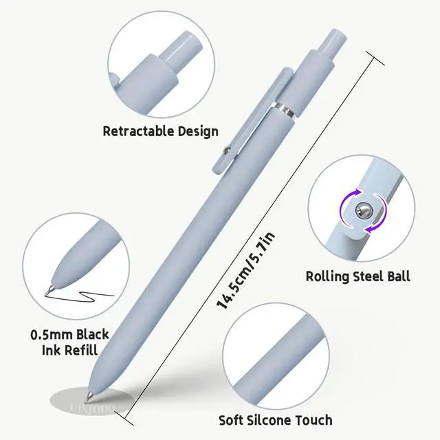 Alt view image 3 of 7 - UIXJODO Gel Pens, 5 Pcs 0.5mm Black Ink Pens Fine Point Smooth Writing Pens, High-End Series Pens for Journaling Note Taking, Cute Office School Supplies Gifts for Women Men (Morandi)