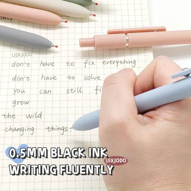 Alt view image 5 of 7 - UIXJODO Gel Pens, 5 Pcs 0.5mm Black Ink Pens Fine Point Smooth Writing Pens, High-End Series Pens for Journaling Note Taking, Cute Office School Supplies Gifts for Women Men (Morandi)