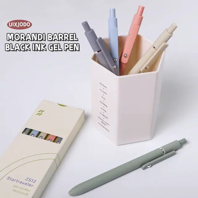 Alt view image 6 of 7 - UIXJODO Gel Pens, 5 Pcs 0.5mm Black Ink Pens Fine Point Smooth Writing Pens, High-End Series Pens for Journaling Note Taking, Cute Office School Supplies Gifts for Women Men (Morandi)