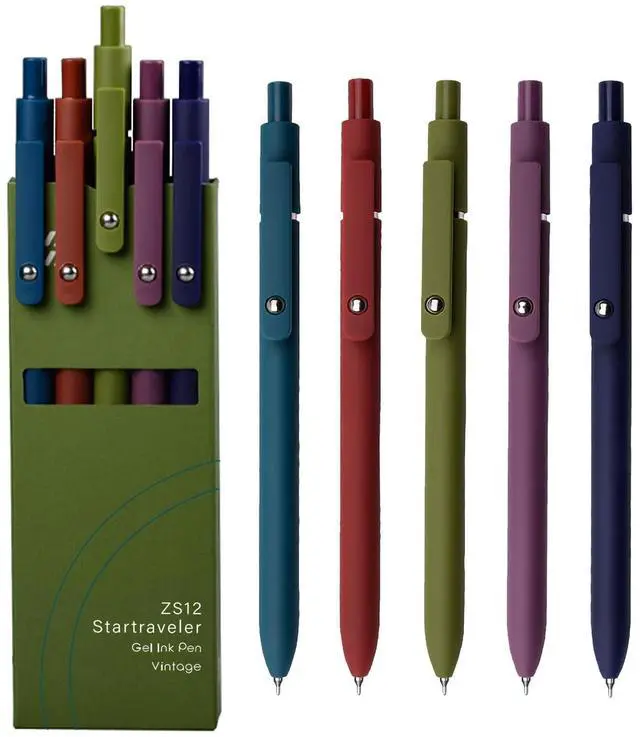 Main image of YOXMJDB Gel Pens, 5 Pcs 0.5mm Fine Point Smooth Writing Pens Cute Pens, High-End Series Black Ink Pens for Journaling Note Taking, School Office Supplies for Women Men (5 Pcs Vintage)