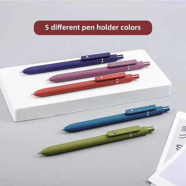Alt view image 2 of 6 - YOXMJDB Gel Pens, 5 Pcs 0.5mm Fine Point Smooth Writing Pens Cute Pens, High-End Series Black Ink Pens for Journaling Note Taking, School Office Supplies for Women Men (5 Pcs Vintage)