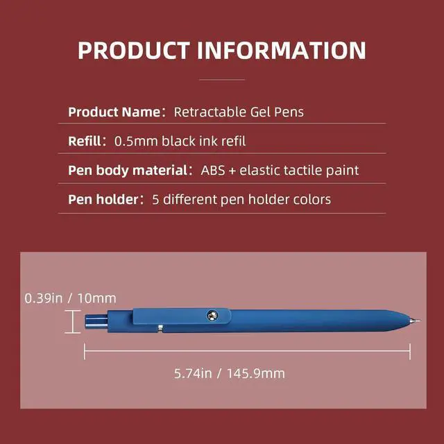 Alt view image 5 of 6 - YOXMJDB Gel Pens, 5 Pcs 0.5mm Fine Point Smooth Writing Pens Cute Pens, High-End Series Black Ink Pens for Journaling Note Taking, School Office Supplies for Women Men (5 Pcs Vintage)