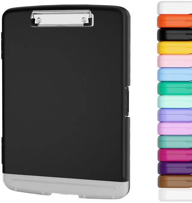 Main image of Piasoenc Clipboard with Storage, 8.5 x 11 Organization Box with Pen Holder and A4 Legal Paper Folder, Folio & Side-Opening, Low Profile Clip,for Nurses,Teachers, Size 14 x 9.6 x 1.2 in, Black
