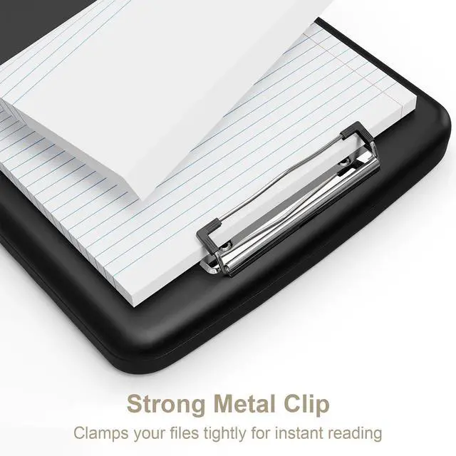 Alt view image 4 of 7 - Piasoenc Clipboard with Storage, 8.5 x 11 Organization Box with Pen Holder and A4 Legal Paper Folder, Folio & Side-Opening, Low Profile Clip,for Nurses,Teachers, Size 14 x 9.6 x 1.2 in, Black