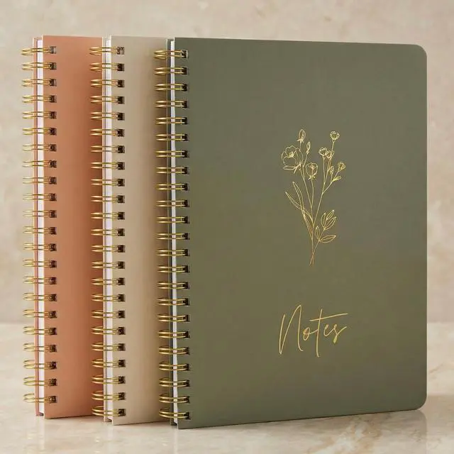 Main image of ZICOTO Aesthetic Spiral Notebook Set of 3 For Women - Cute College Ruled 8x6 Journal/Notebook with Large Pockets And Lined Pages - Perfect Supplies to Stay Organized at Work or School