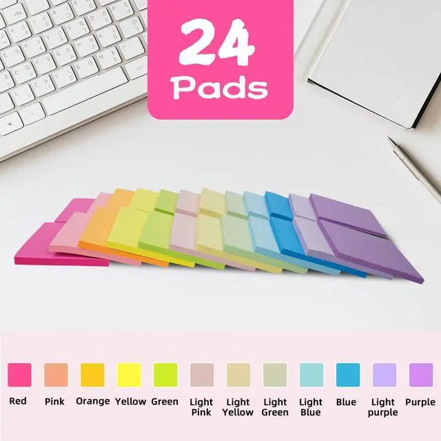 Alt view image 2 of 7 - (24 Pads) Sticky Notes 3x3 Inches,Bright Colors Self-Stick Pads, Easy to Post for Home, Office, Notebook