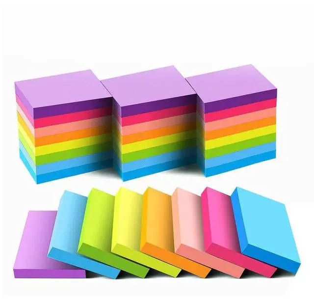 Main image of Mini Sticky Notes 1.5x2 Inches, Bright Colors Self-Stick Pads, 24 Pack, 75 Sheets/Pad,1800 Sheets
