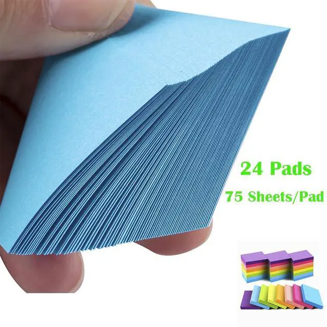 Alt view image 3 of 6 - Mini Sticky Notes 1.5x2 Inches, Bright Colors Self-Stick Pads, 24 Pack, 75 Sheets/Pad,1800 Sheets