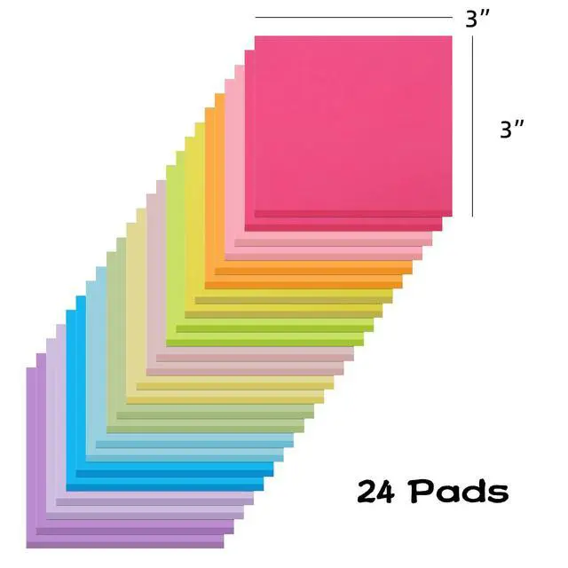 Alt view image 3 of 7 - (24 Pads) Sticky Notes 3x3 Inches,Bright Colors Self-Stick Pads, Easy to Post for Home, Office, Notebook