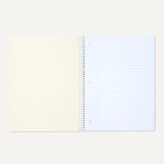 Alt view image 4 of 5 - Amazon Basics Wide Ruled Spiral Notebook, For Work and School, 70 Sheets, 8" x 10.5", 3 pack, Assorted Pastel Solid Colors