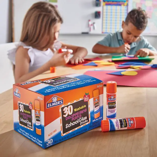 Alt view image 5 of 7 - Elmer's Disappearing Purple School Glue Sticks, Washable, 7 Grams, 30 Count - Posters, Back to School, Bulk Pack for Classrooms, #1 Teacher Brand