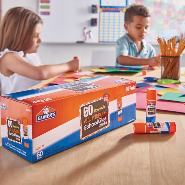 Alt view image 5 of 7 - Elmer's All Purpose School Glue Sticks, Acid-Free and Washable, 7 Grams, 60 Count - Arts & Crafts, Projects, #1 Teacher Brand