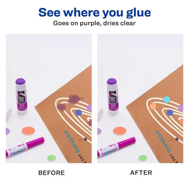 Alt view image 2 of 7 - Avery Glue Stic, Disappearing Purple, Washable, 1.27oz, 6 Glue Sticks (98071)