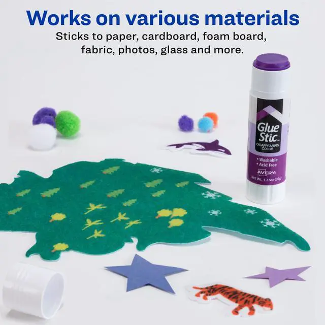 Alt view image 6 of 7 - Avery Glue Stic, Disappearing Purple, Washable, 1.27oz, 6 Glue Sticks (98071)