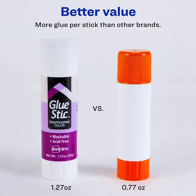 Alt view image 7 of 7 - Avery Glue Stic, Disappearing Purple, Washable, 1.27oz, 6 Glue Sticks (98071)
