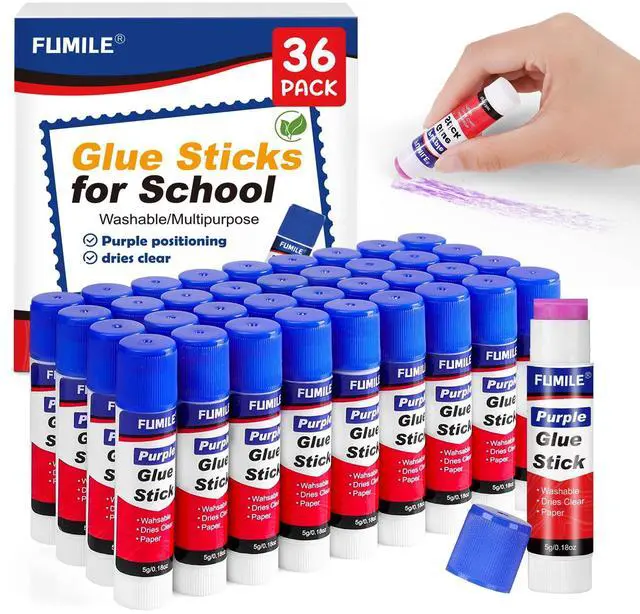 Main image of 36 Pack Glue Sticks Bulk for Kids, Disappearing Purple Glue Sticks for Classroom and Teacher Supplies.0.18 OZ kids glue Dries Clear, Non-Toxic, Washable, Back to School Supplies and Student Must Haves