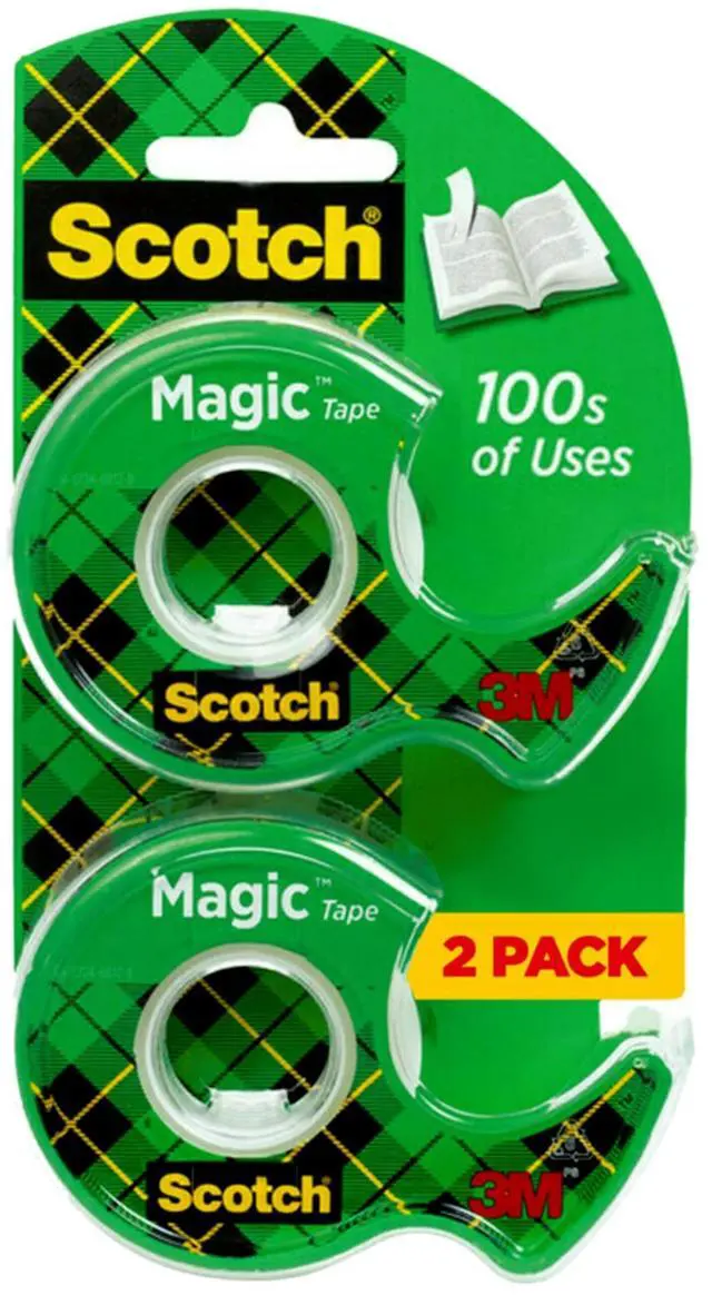Main image of Magic Tape, Invisible, Repair Christmas Cards and Use as Holiday Gift Wrap Supplies for Christmas, 2 Tape Rolls with Dispensers