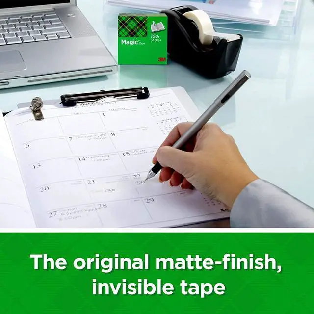 Alt view image 3 of 7 - Magic Tape 3 Packs Clear Tape, Magic Tapes with Dispensers, Invisible Tape 1/2 x 450 Inches, and a 8 Inch All Purpose Scissors (Gift Pack)