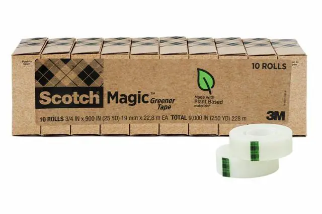 Main image of Scotch Magic Greener Tape, Invisible Tape for Fixing Paper, Office Supplies and Back to School Supplies, 0.75 in .x 900 in., 10 Rolls