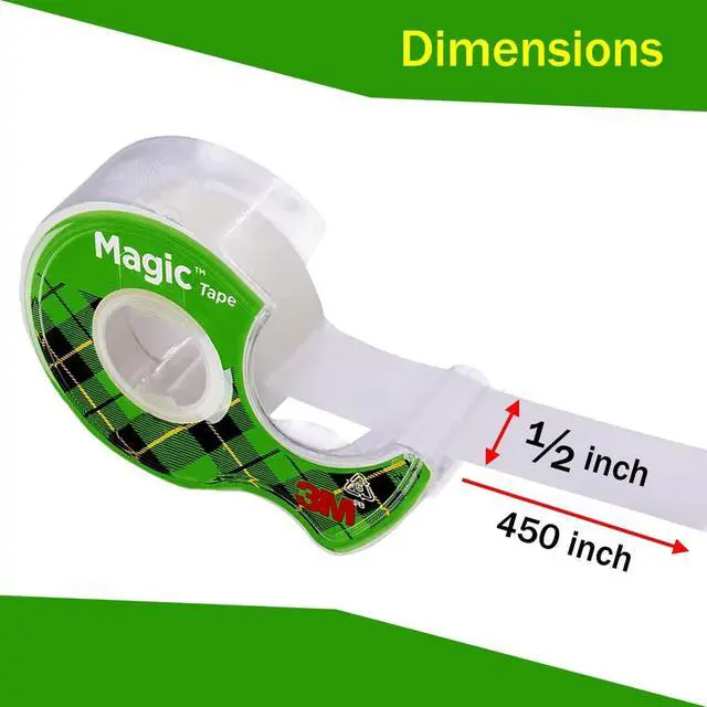 Alt view image 2 of 7 - Magic Tape 3 Packs Clear Tape, Magic Tapes with Dispensers, Invisible Tape 1/2 x 450 Inches, and a 8 Inch All Purpose Scissors (Gift Pack)
