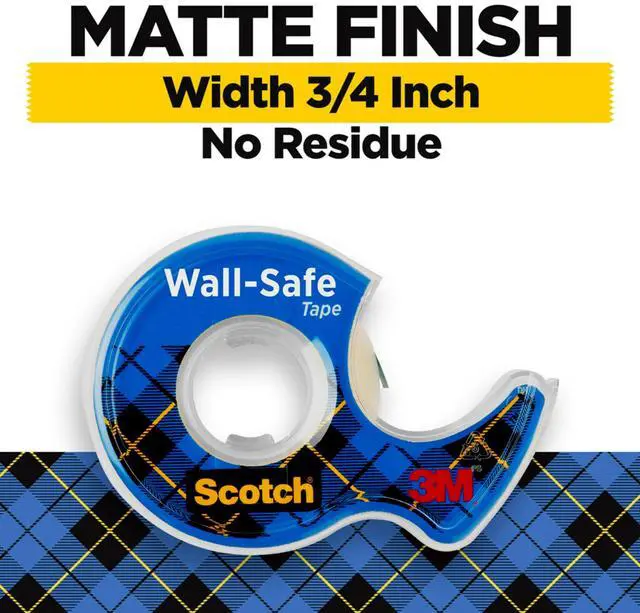 Alt view image 2 of 7 - Scotch Wall-Safe Tape, 1 Dispenser Roll, Removable Wall Safe Tape, for Hanging Photos, Art, Décor, 3/4 in x 650 in