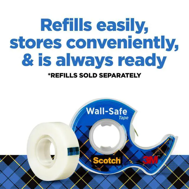 Alt view image 7 of 7 - Scotch Wall-Safe Tape, 1 Dispenser Roll, Removable Wall Safe Tape, for Hanging Photos, Art, Décor, 3/4 in x 650 in