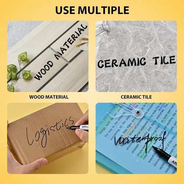 Alt view image 7 of 7 - Affisure Permanent markers, 100 packs permanent markers bulk, quick dryingin one second, waterproof, smooth, noteasy to erase, durable, can be markedon glass, tiles and cloth, office supplies